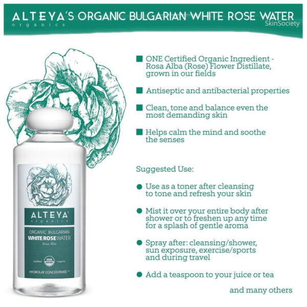 Alteya Organics White Rose Water 500ml - Image 2