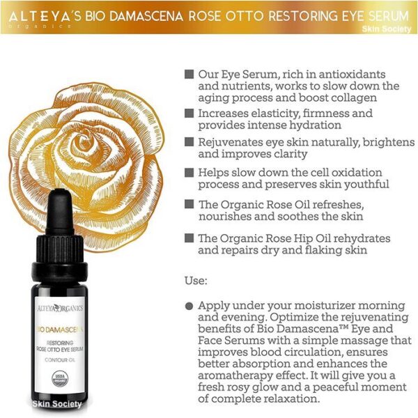 Alteya Organics Rose Otto Restoring Eye Serum 10ml - Image 2