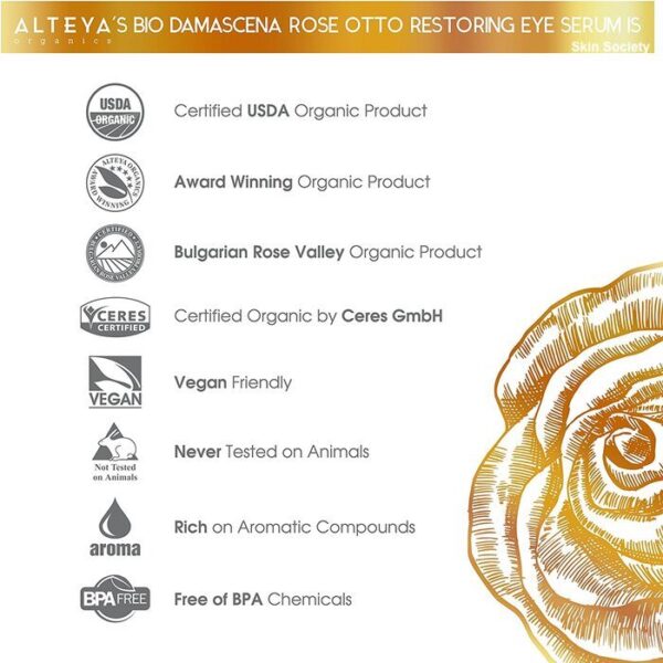 Alteya Organics Rose Otto Restoring Eye Serum 10ml - Image 3