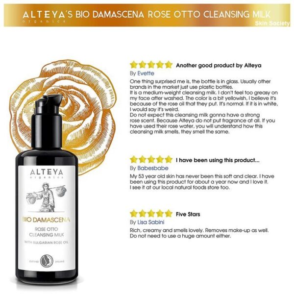 Alteya Organics Organic Rose Otto Cleansing Milk Bio Damascena 200ml - Image 4