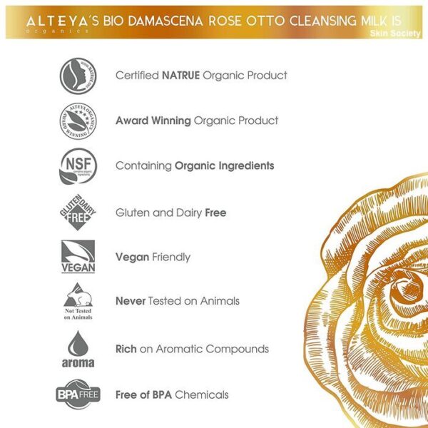 Alteya Organics Organic Rose Otto Cleansing Milk Bio Damascena 200ml - Image 5