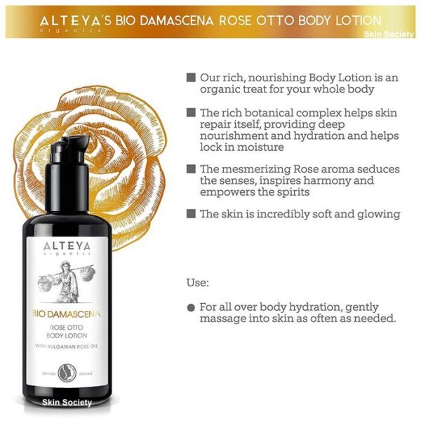 Alteya Organics Organic Rose Otto Body Lotion Bio Damascena 200ml - Image 4