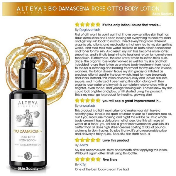 Alteya Organics Organic Rose Otto Body Lotion Bio Damascena 200ml - Image 3