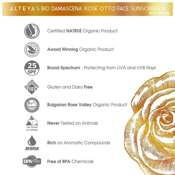 Alteya Organics Organic Rose Sunscreen SPF25 50ml - Image 3