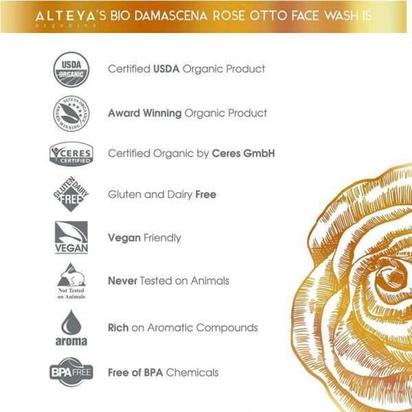 Alteya Organics Bio Damascena Organic Rose Otto Face Wash 250ml - Image 4