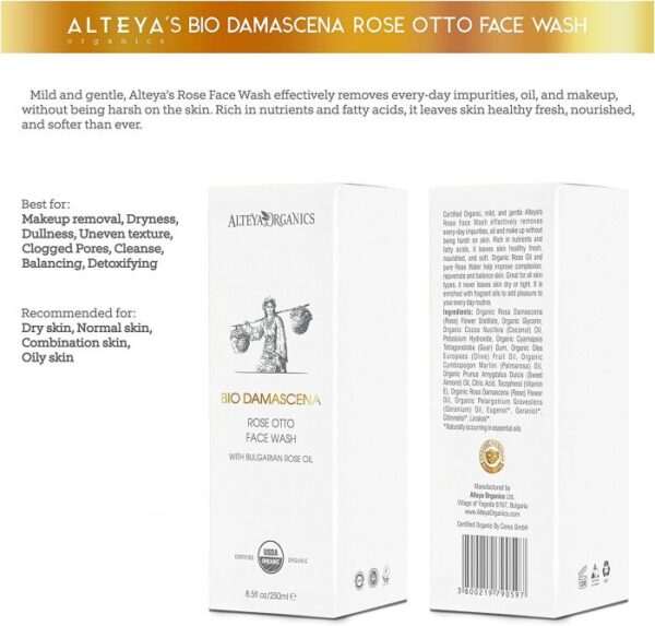 Alteya Organics Bio Damascena Organic Rose Otto Face Wash 250ml - Image 5