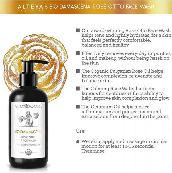 Alteya Organics Bio Damascena Organic Rose Otto Face Wash 250ml - Image 3