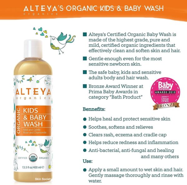 Alteya Organics Organic Baby Wash 400ml - Image 3