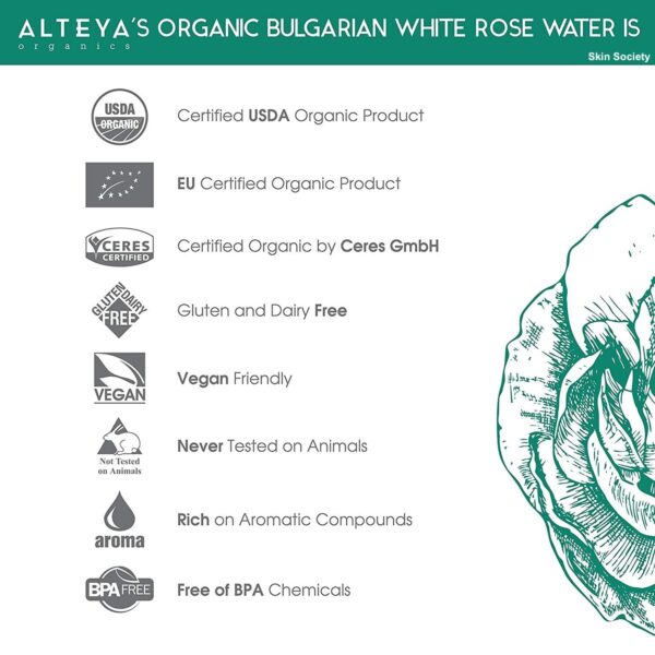 Alteya Organics Organic White Rosewater 120ml - Image 5