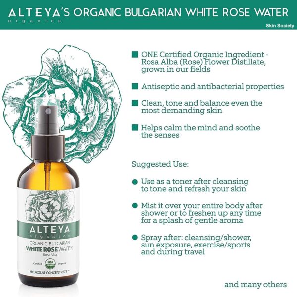 Alteya Organics Organic White Rosewater 120ml - Image 3