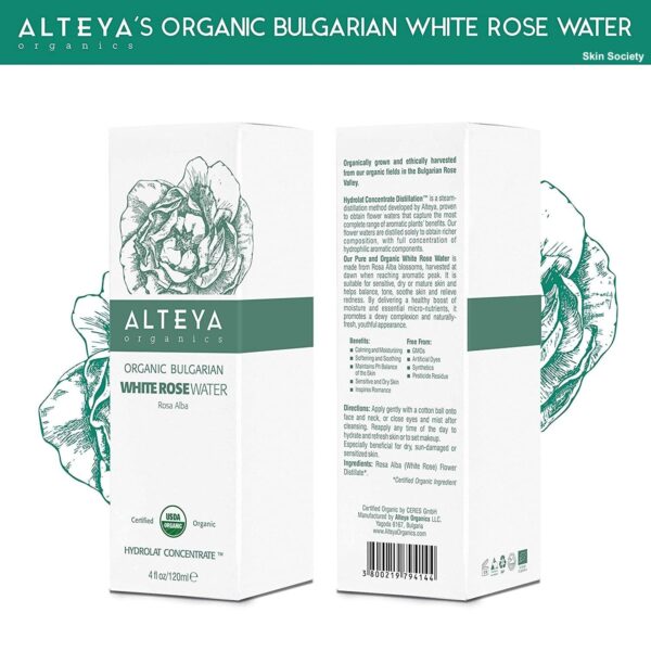 Alteya Organics Organic White Rosewater 120ml - Image 2