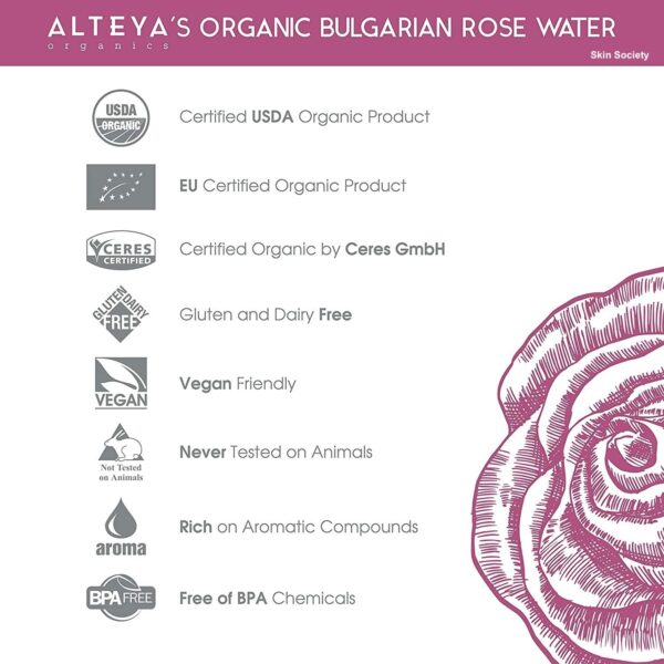 Alteya Organics Organic Bulgarian Rosewater 120ml - Image 4