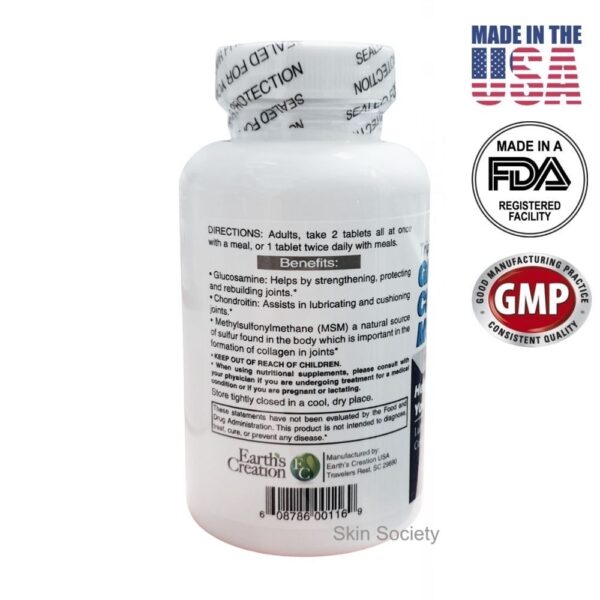 Earth's Creation Triple Strength Glucosamine Chondroitin Msm 60 Tabletes - Image 2