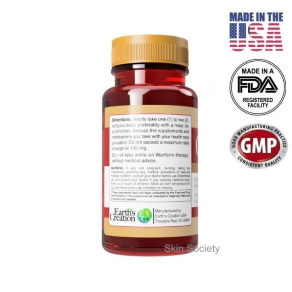 Earth’s Creation Co-Enzyme Q10 100mg 30 Softgels - Image 3