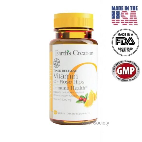 Earth’s Creation Vitamin C Timed Release and Rose hips 60 Tablets